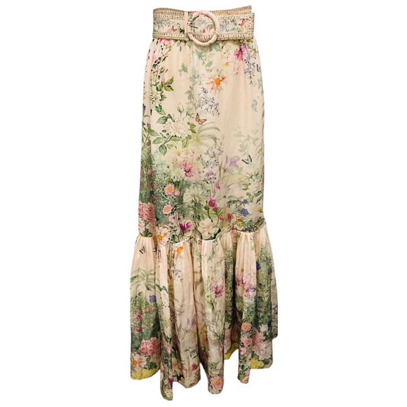 Camilla Dresses & Skirts - CAMILLA LIGHT PINK MULTI PALACIO PLAYGROUND PRINT MAXI SKIRT WITH DEEP HEM FRILL